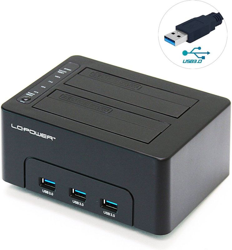 LC-POWER - LC-DOCK-U3-HUB - Docking Station - Zwart - USB 3.0