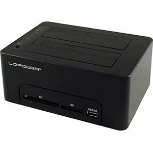 LC-Power LC-DOCK-U3-CR USB 3.0 Type-A dockingstation voor harde schijven (harde schijf, SSD, SATA, 2,5,3,5 inch, USB 3.0 Type-A, CF, SD, 5 Gbit/s)