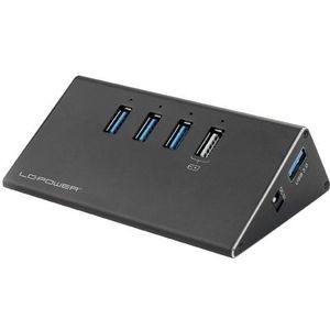 LC-Power - LC-HUB-ALU-2B - Docking Station - Zwart - Aluminium - 4 USB 3.0 Havens