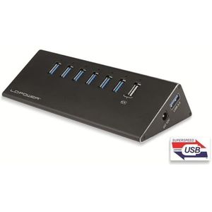 LC-Power - LC-HUB-2B-7 - Docking Station - Zwart - Aluminium - 7 USB Aansluitingen