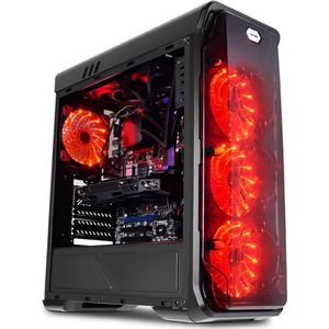 LC-POWER® Red Typhoon MIDITower ATX PC Case - Computer Behuizing - 4 Case Fans - Game PC - Gehard Glas - Zwart