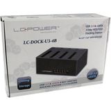 LC-Power - LC-Dock-U3-4B - Docking Station - Zwart - USB-C, 4 Havens