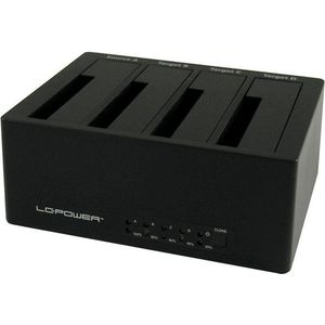 LC-Power LC-Dock-U3-4B (USB A), Docking station + USB-hub, Zwart