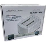 LC-Power - LC-DOCK-U3-VI - Dockingstation - Wit - USB 3.2 - 2 Havens