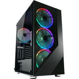 LC-POWER® Shaded Midi Tower - Computer Behuizing - Zwart - Gehard Glas - 4 RGB Case Fans