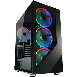 LC-POWER® Shaded Midi Tower ATX PC Case - Computer Behuizing - 4 RGB Case Fans - Game PC - Gehard Glas - Zwart