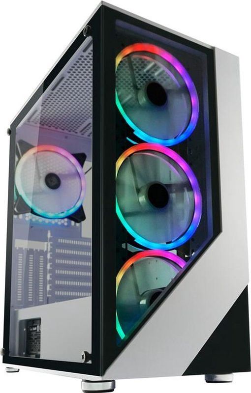 LC-POWER - Lucid Midi Tower - Computer Behuizing - Zwart - Gehard Glas - 4 RGB Case Fans