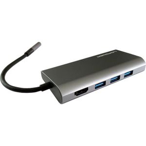 LC Power LC-HUB-C-MULTI-5 USB-C (USB 3.2 Gen 2) multiport hub Antraciet, Zwart