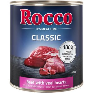 Voordeelpakket Rocco Classic 24 x 800 g Hondenvoer - Mix: Puur Rund, Wild, Zalm & Kalfshart