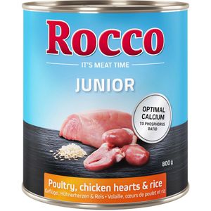 6x800g Junior Kippenhart & Rijst  Calcium Rocco Hondenvoer