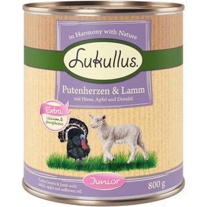 Lukullus Naturkost Junior - 12 x 800 g  Kalkoenharten & Lam