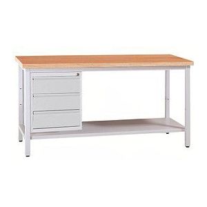 Gürkan Werkbank lichtgrau 3 Schubladen 160,0 x 60,0 x 84,0 cm