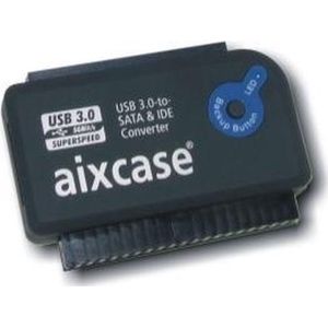 Aixcase - Multifunctionele USB 3.0-naar-SATA & IDE Converter - Zwart - Inclusief Backup-Software