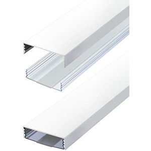 Platte Design aluminium kabelgoot in wit mat RAL9003 zelfklevend 50mm x 15mm Alunovo Kabelbeheer Kabelgeleiding nieuw product 2020 (Lengte:100cm)