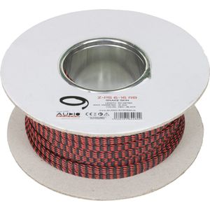 AUDIO SYSTEM Professionele gevlochten kous. Rol van 50 mtr. Diameter 13 tot 30 mm Rood/Zwart