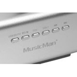 Musicman MA Soundstation Stereo-luidspreker met geïntegreerde accu (MP3-speler, radio, microSD-kaartsleuf, USB-sleuf) zonder display zilver
