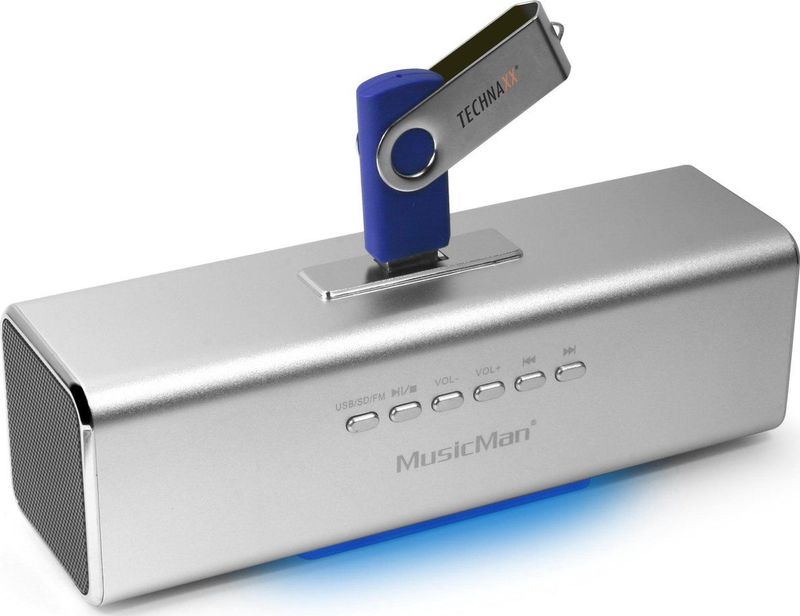 MusicMan MA Soundstation - Draagbare Luidspreker - Zilver - Stereogeluid - 6 Uur Speeltijd