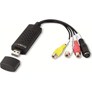 Technaxx Video Grabber USB 2.0 Capture Card – Hi8, VHS naar digitale dvd-conversie voor Windows PC, met professionele bewerkingssoftware – hoogwaardige audio-video-digitale converter-adapter TX-20