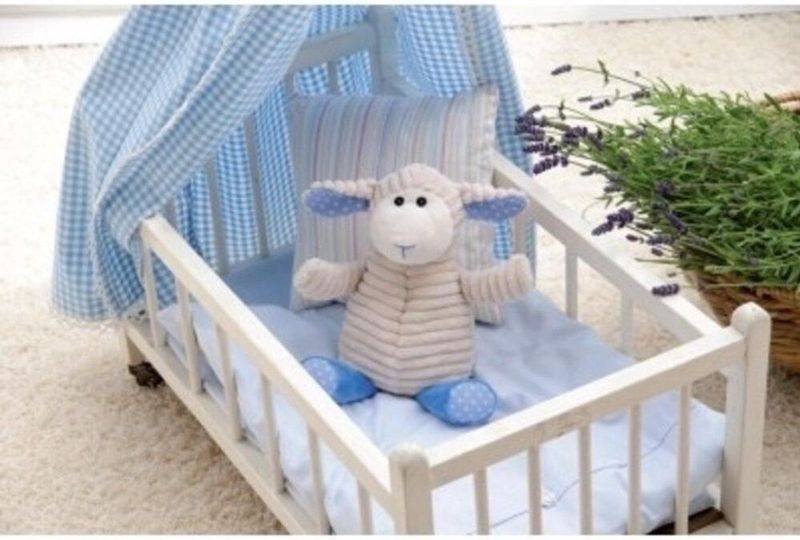 Warmteknuffel - Schaap - Wit/Blauw - Pluche Polyester