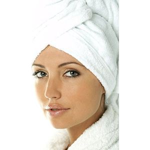 Carenesse Haartulband, katoen, wit, tulband, handdoek met knoop en lus, absorberend, stabiele haarhanddoek, natuurlijke zachte haardroging, zonder microplastic