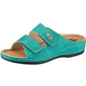 slippers in turquoise