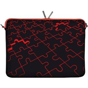 Digittrade LS110-15 Puzzel Designer Notebooktas 15,6 inch (39,1 cm) van neopreen Notebook-hoes Sleeve Tas Beschermhoes Cover Case Bag rood-zwart