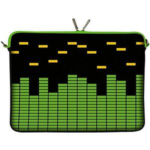Digittrade LS154-15 Equalizer Designer notebooktas 15,6 inch (39,1 cm) van neopreen notebook-hoes sleeve tas beschermhoes muziek groen zwart geel