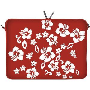 Digittrade LS107-15 Red Flower Designer Laptoptas 15,6 inch (39,1 cm) Neopreen Laptophoes Sleeve Tas Beschermhoes Cover Case Bag rood-wit