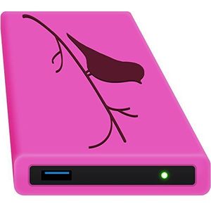 HipDisk LS122 Early Bird 2TB HDD externe harde schijf (6,4 cm (2,5 inch), USB 3.0) draagbaar met siliconen beschermhoes schokbestendig waterafstotend roze-roze