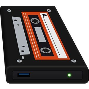 HipDisk LS132 Old School 1TB SSD externe harde schijf (6,4 cm (2,5 inch), USB 3.0) draagbaar met siliconen beschermhoes schokbestendig waterafstotend zwart-oranje