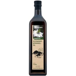 manako human zwarte komkommerolie, koudgeperst, 100% puur, 1000 ml glazen fles (1 x 1 l)