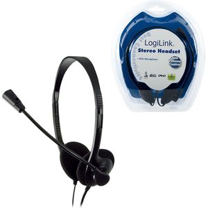 LogiLink Stereo Headset - Microfoon - Zwart