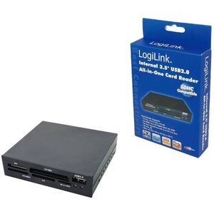 LogiLink CR0012 (USB 2.0), Geheugenkaartlezer, Zwart