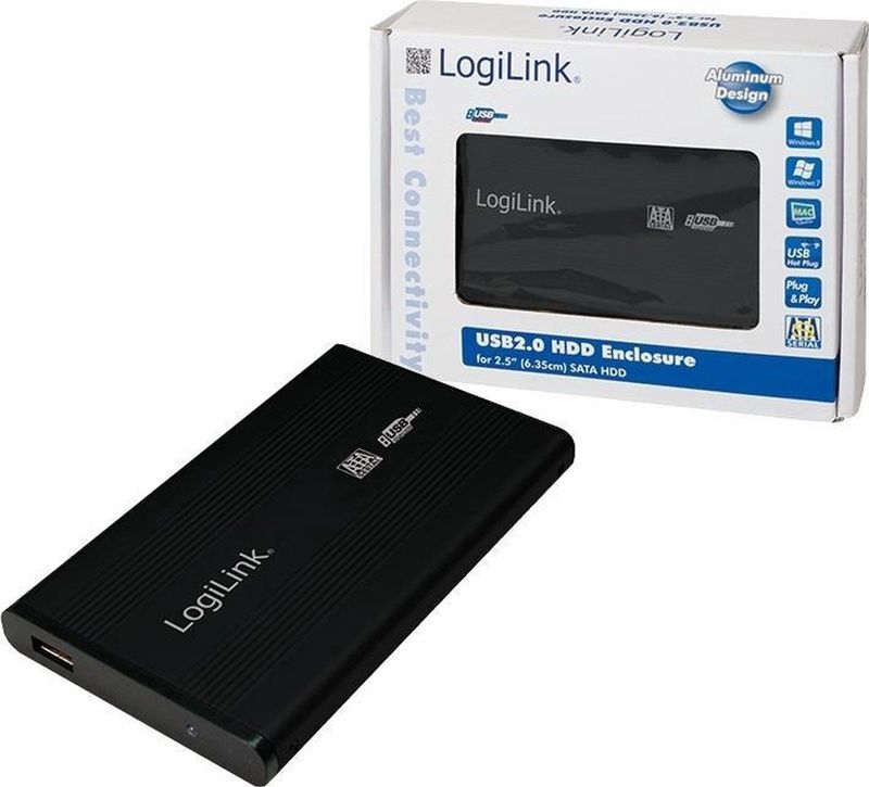 LogiLink - 2.5 SATA USB 2.0 HDD Enclosure - Aluminium - Voor Notebook-Harde Schijven
