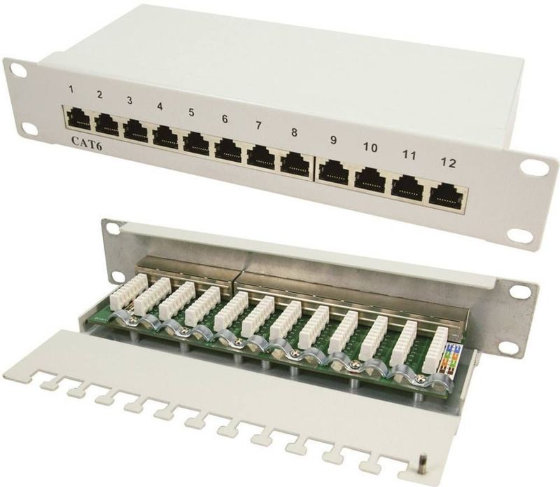 LogiLink NP0041 12 poorten Netwerkpatchpaneel 254 mm (10) CAT 6 1 HE Ingericht