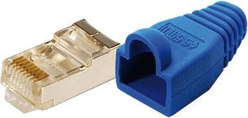 LogiLink MP0014 RJ45-connector Cat 5e, afgeschermd Stekker, recht Aantal polen: 8P8C Blauw 100 stuk(s)