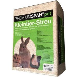 Premiumspan Houtvezel Inhoud - 60 liter bodembedekker knaagdieren, houtkrullen, stalstrooisel