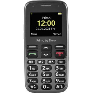 Primo 218 by Doro Mobiele telefoon met groot kleurendisplay, valsensor, noodoproepknop, zaklamp, locatie, tafellaadstation, grafiet