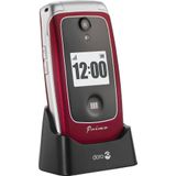 Doro Primo 418 by GSM Großtasten Mobiltelefon mit froßem Farbdisplay, Fallsensor, Taschenlampe, FM-Radio, Kalender, inkl. Tischladestation, rot, 360029