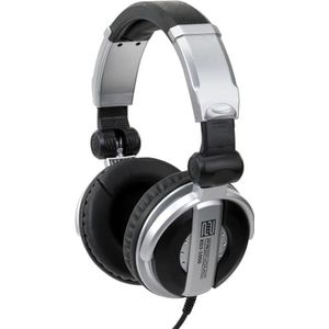 Pronomic KDJ-1000 DJ-koptelefoon - externe geluidsisolatie dynamische koptelefoon - bedrade studio-koptelefoon (107 db SPL, 3,5 m kabel, verstelbare hoofdband, incl. adapter) - zilver/zwart