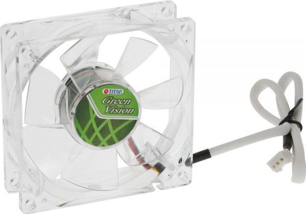 Titan Green Vision ventilator (case fan) voor in de PC met Z-Axis lager en super stil - 80 x 80 x 25 mm