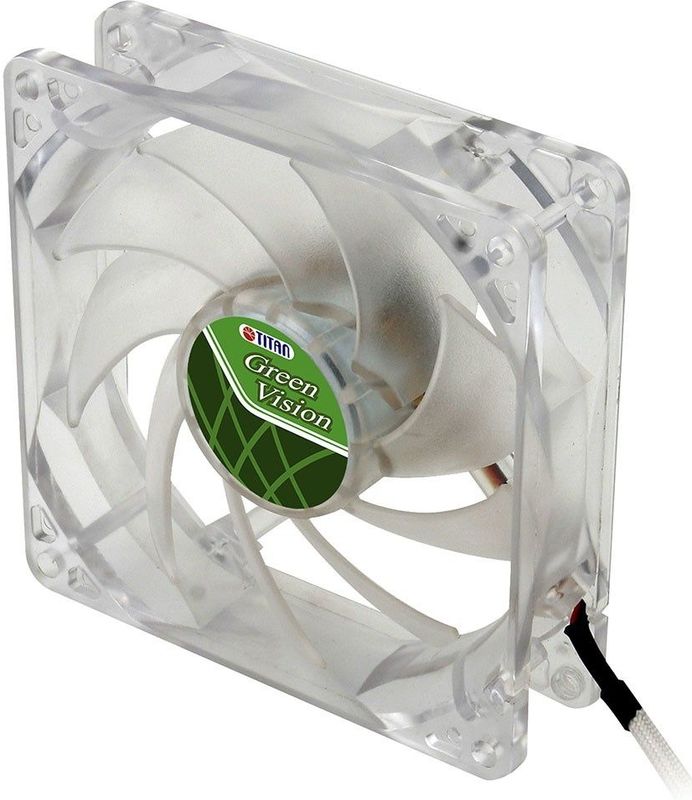 Titan Green Vision ventilator (case fan) voor in de PC met Z-Axis lager en super stil - 92 x 92 x 25 mm