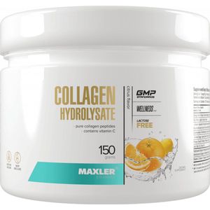 Maxler Collagen Hydrolyzed Seed - Citrus - 150 g - Rond collageen - Verrijkt met vitamine C voor betere opname - Pure collageenpeptiden - 15 porties collagepoeder