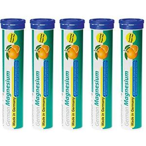Magnesium bruistabletten 5x20 = 100 stuks Sinaasappelsmaak - 200 mg magnesium suikervrij – T&D Pharma German Magnesium – Made in Germany