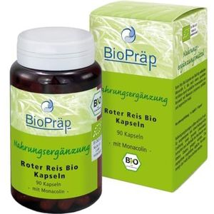 BioPräp rode rijst BIO capsules met monacoline | 90 cellulose capsules | veganistisch en biologisch | geproduceerd in Duitsland | gecertificeerde productie