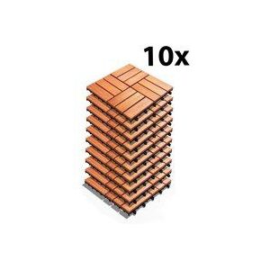 Gartenfreude Terrastegels houten tegels vloertegels van acaciahout, weerbestendig, gemakkelijk te leggen, 10 stuks, 30 x 30 cm (ca. 0,9 m2)