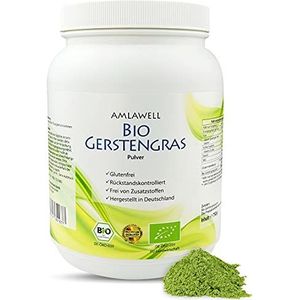 Amlawell Biologisch gerstegras poeder - 750 g blik - veganistisch - superfood - met vitale stoffen - van Duitse productie - DE-ÖKO-039