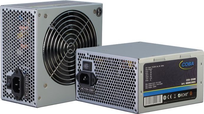 Intertech - Coba CES-350W - PC Voeding - Zilver - 350W - 120mm Ventilator