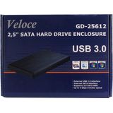 Intertech - Veloce GD-25612 - Harddisk Behuizing - Zwart - USB 3.0 - SATA 3Gb/s