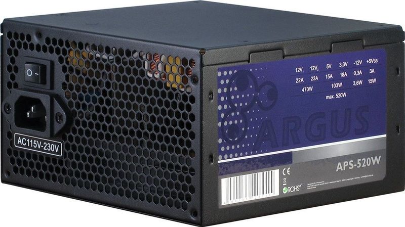 Intertech - Argus - PC-voedingseenheid - Zwart - 520W